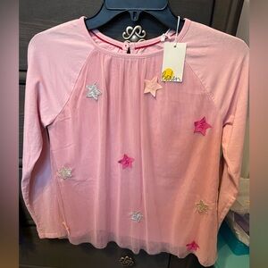 New! Mini Boden Cameo Pink Flutter Stars Long Sleeve girls 11-12yr NWT